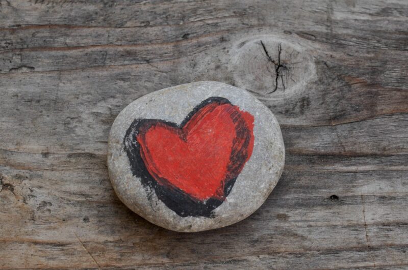 stone with drawing of heart