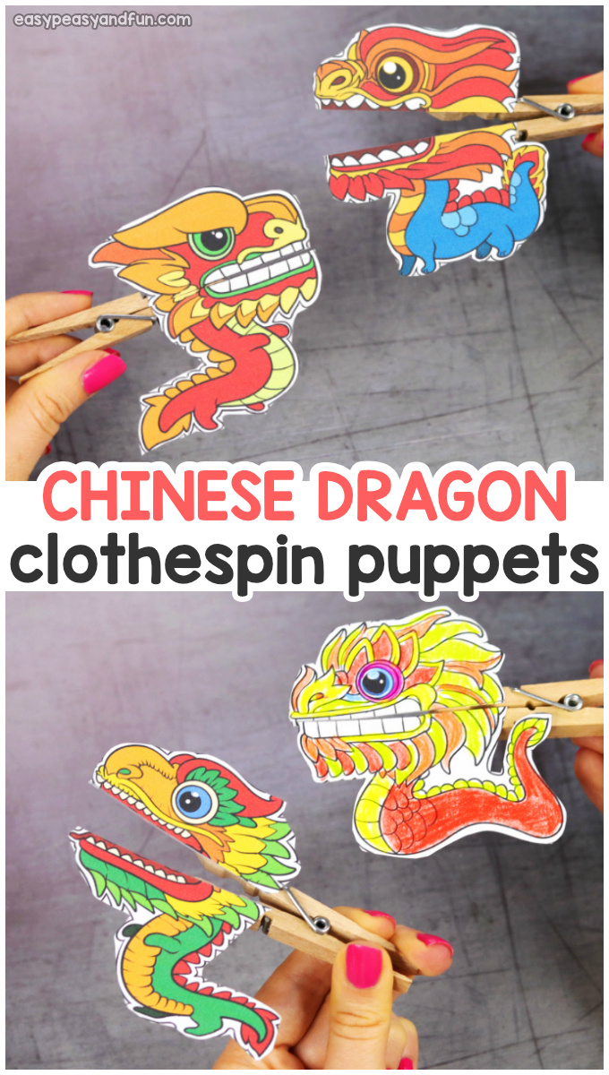 Chinese Dragon Clothespin Puppets