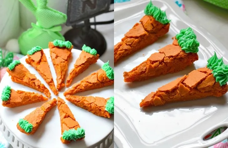 Carrot-Shaped Blonde Brownies for Easter
