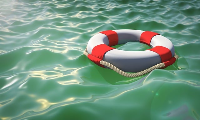 Lifebuoy at sea - flotation device