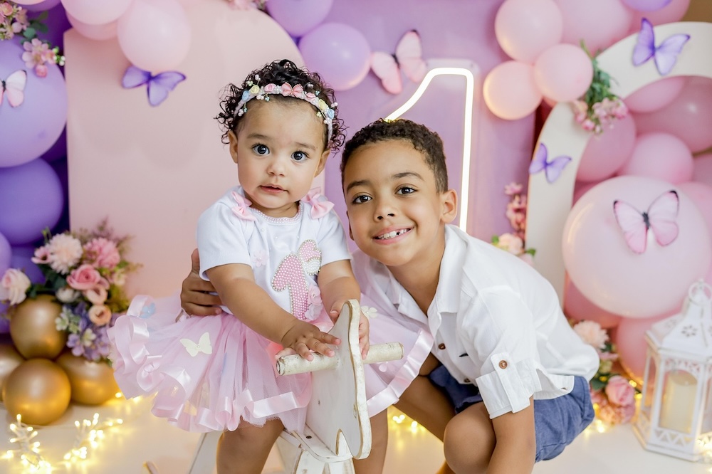 Sister and Brother celebrate Birthday party