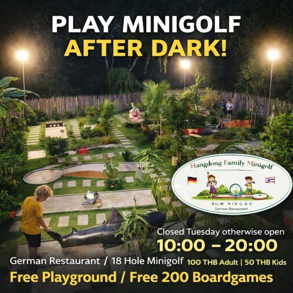 Hangdong Family Play Minigolf After Dark