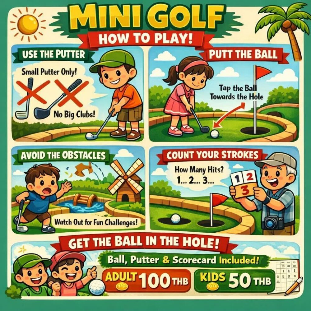 Hangdong Family Play Minigolf After Dark