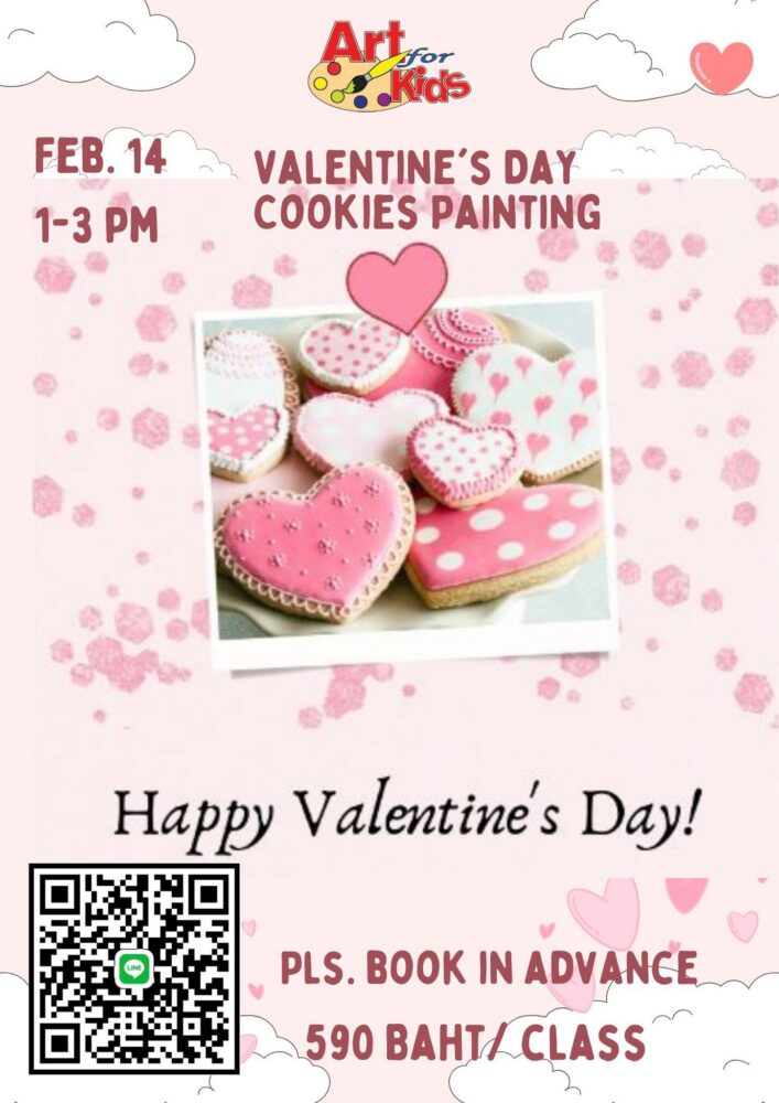 Art For Kids Valentine’s Cookie Painting Class